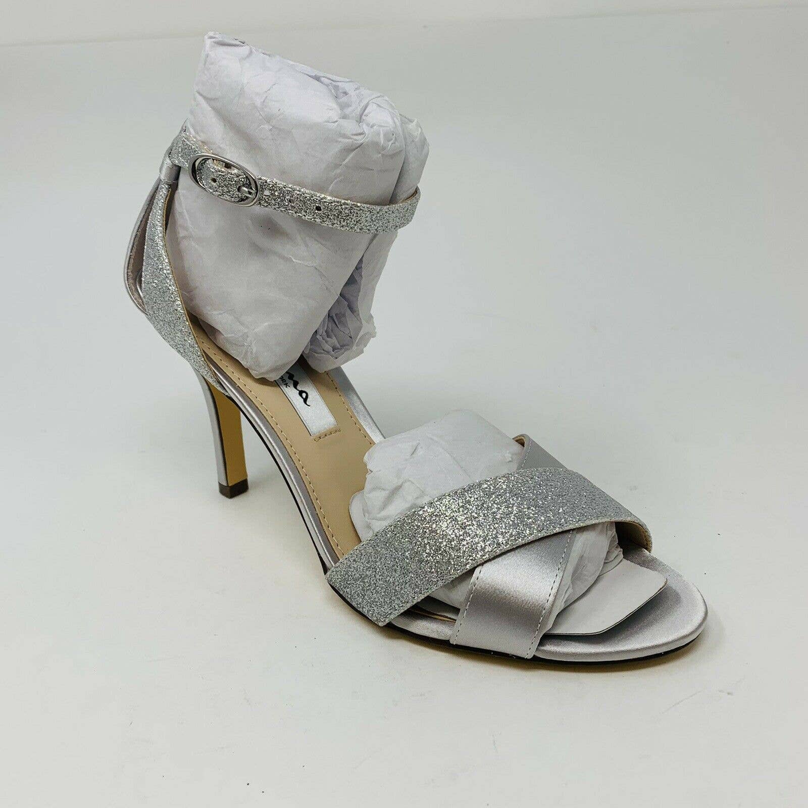 New Nina Womans Venus Heel Sandals Sz 6m Silver Glitter Formal Nib — image 3 of 8